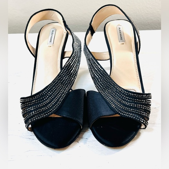 Alex Marie NEW Rhinestone Strap Heel Sandals, Black, Size 8 - Picture 3 of 7